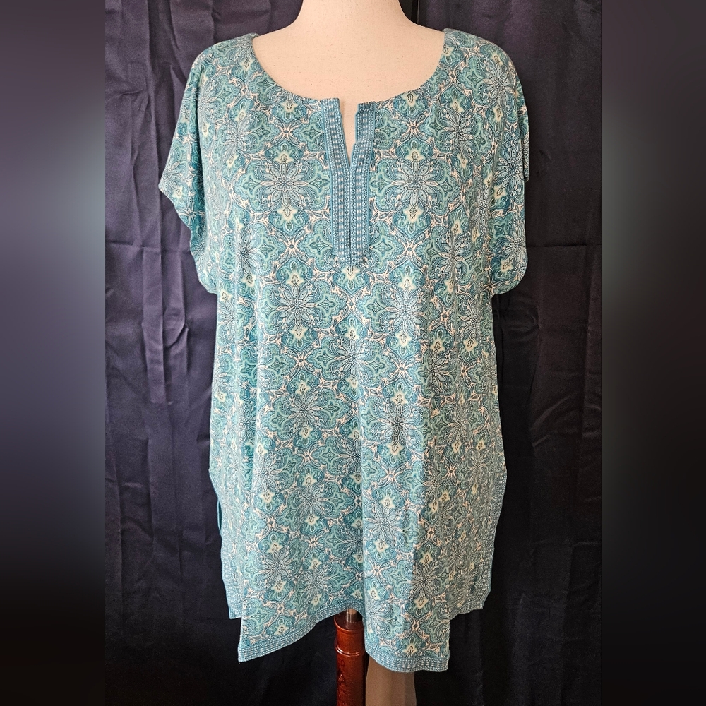 J. Jill Linen Blend Printed Tunic Tee Plus Size 3X - Picture 6 of 10